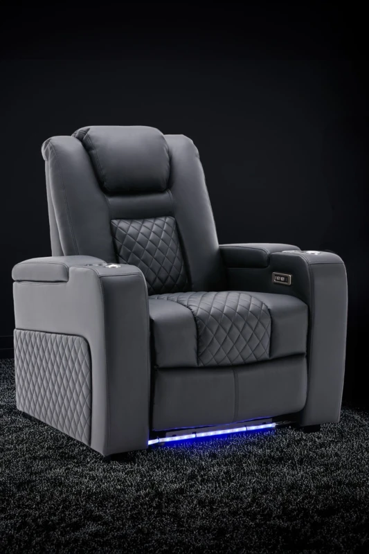 Image of More4Homes Broadway Cinema Electric Recliner Chair USB Charging LED Base Black