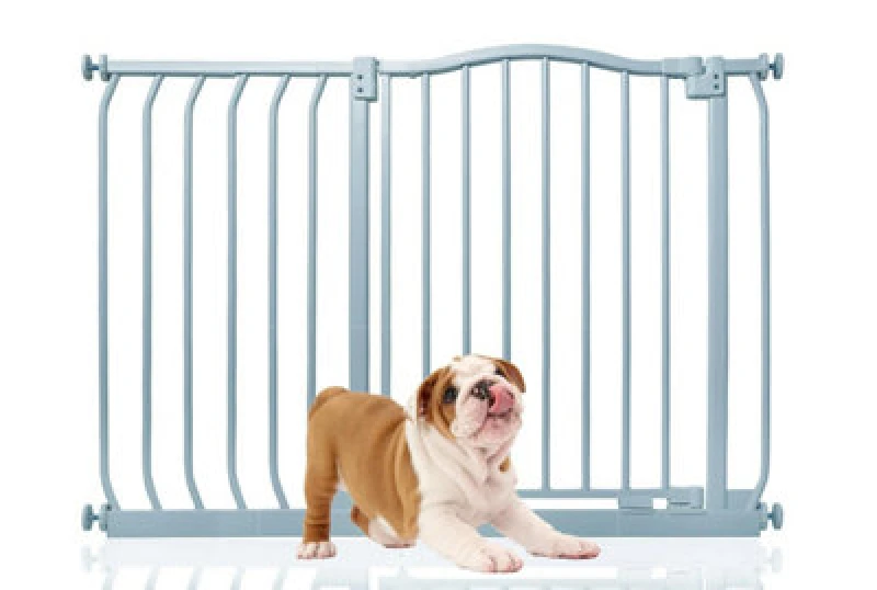 Image of Bettacare Curved Top Dog Gate, 98Cm -107Cm, Matt Grey, Pressure Fit Pet Gate For Dog And Puppy, Pet And Dog Barrier