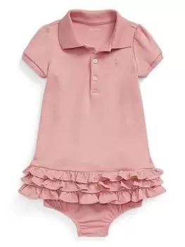 Image of Ralph Lauren Baby Girl Ruffle Dress - Tickled Pink, Light Pink, Size 9 Months