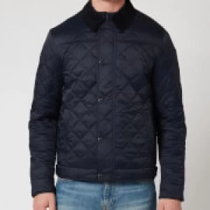 Image of Barbour Tartan Mens Lemal Quilted Jacket - Navy - S
