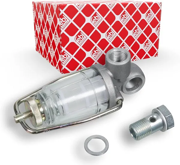 Image of FEBI BILSTEIN Fuel Filter with sight glass 35084 MERCEDES-BENZ,VOLVO,MAN,CONECTO (O 345),MK,NG,O 303,O 317,O 340,O 403,O 404,O 405,O 407,O 408,OH,SK