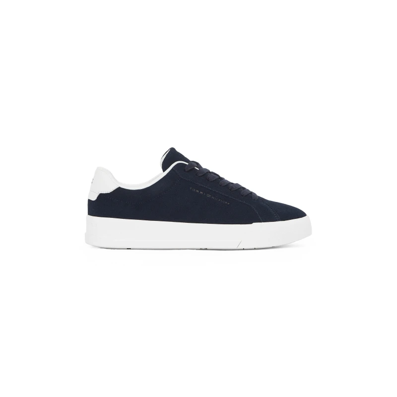 Image of Tommy Hilfiger Court Leather Low Top Trainers - Blue Blue 10