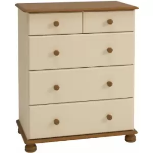 Image of Copenhagen 2 + 3 Deep Drawer Chest in Cream/Pine - Cream MDF/Pine