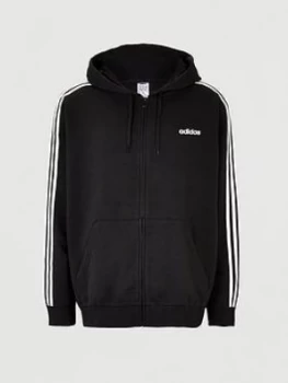 Image of Adidas Plus Size Essential 3-Stripe Full Zip Hoodie - Black