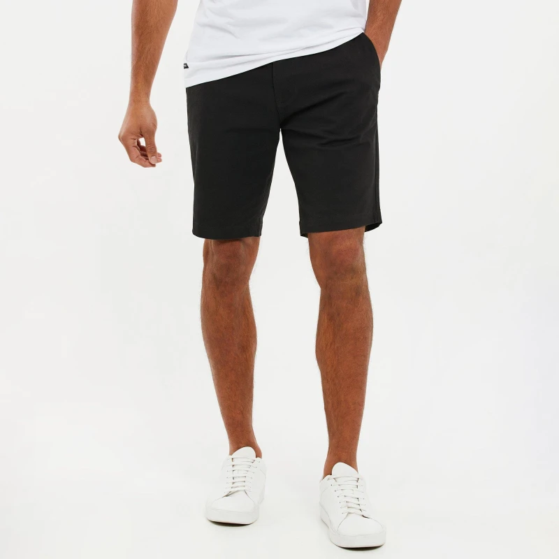 Image of Threadbare Cotton Slim Fit Chino Shorts With Stretch - Black One Size
