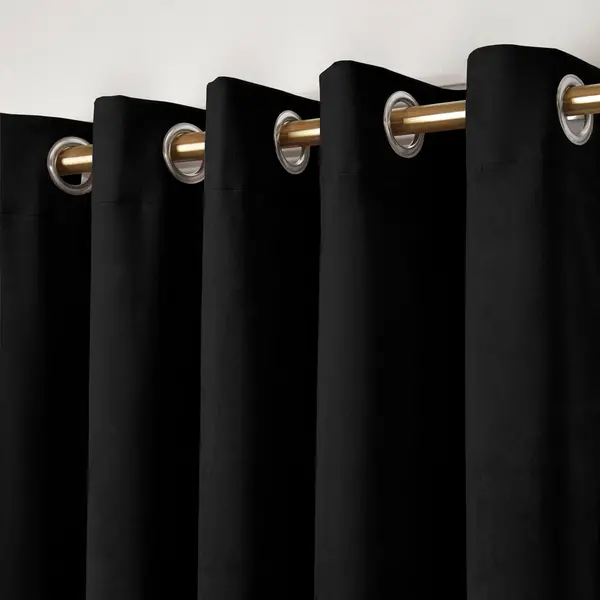 Image of Laurence Llewelyn-Bowen Montrose Black Blackout Eyelet Curtains Black