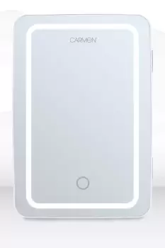 Image of Carmen C81182 Cosmetic Cooler with Illuminated Mirror - White
