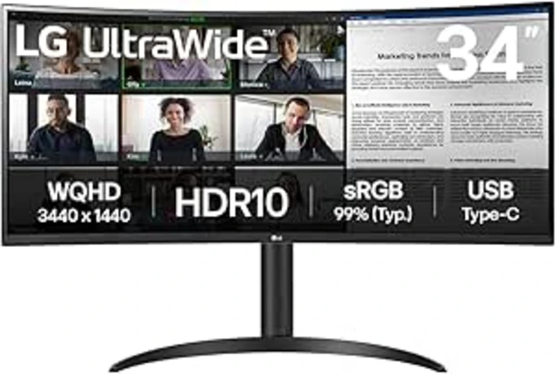 Image of LG 34WR55QK-B computer monitor (34") 3440 x 1440 pixels Wide Quad HD Black 34WR55QK-B.AEK