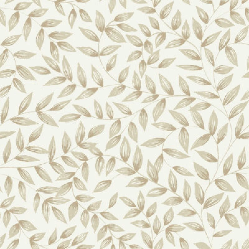 Image of Grandeco Jessy Handpainted Leaf Trail Textured Wallpaper, Neutral Beige