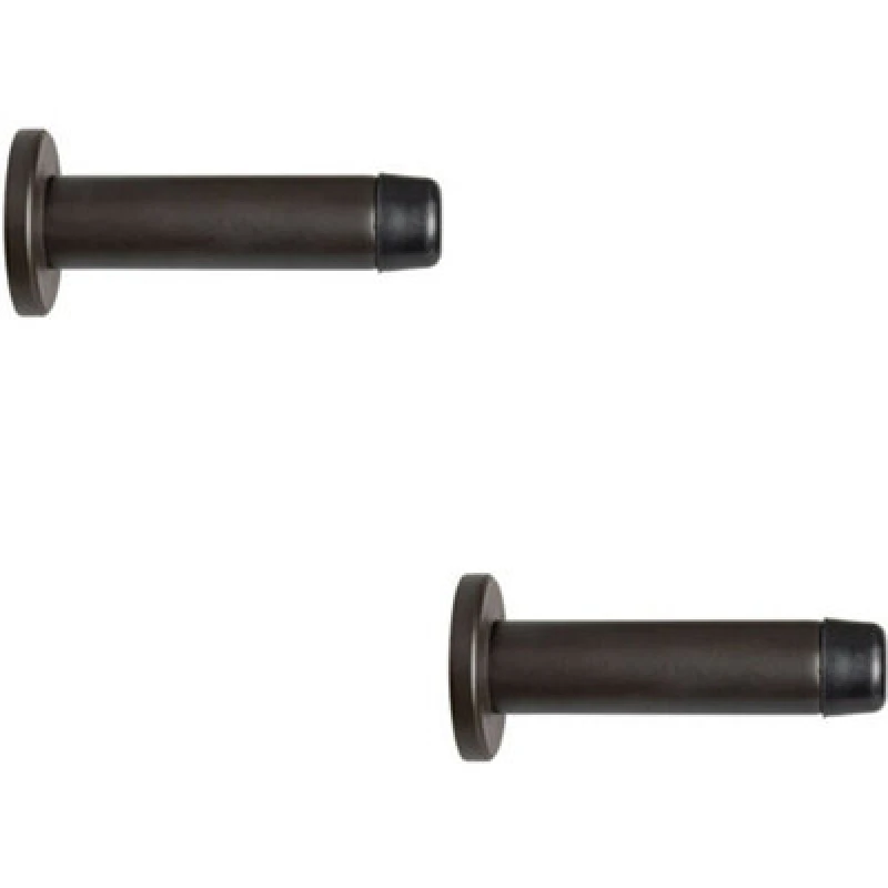 Image of Loops 2x Rubber Tipped Doorstop Cylinder with Rose Wall Mounted 70mm Matt Bronze Multi