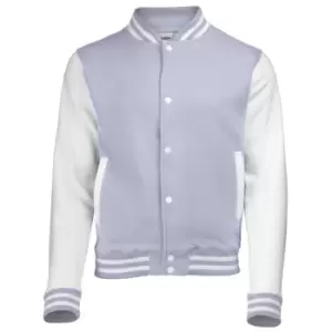 Image of Awdis Kids Unisex Varsity Jacket / Schoolwear (7-8) (Heather Grey/White)