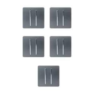 Image of Trendi 2G 2W 10 Amp Switch, 5 Pack - Warm Grey