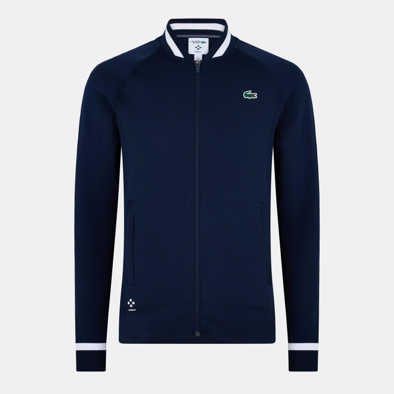 Image of Lacoste Mens Daniil Moisture Wicking Performance Tracksuit Top Navy male XS