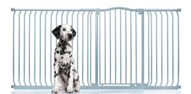 Image of Bettacare Extra Tall Curved Top Dog Gate, 207Cm - 216Cm, Matt Grey, Extra Tall 100Cm In Height, Pressure Fit Pet Gate