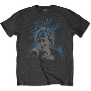 Image of Rod Stewart - Scribble Photo Mens Medium T-Shirt - Charcoal Grey
