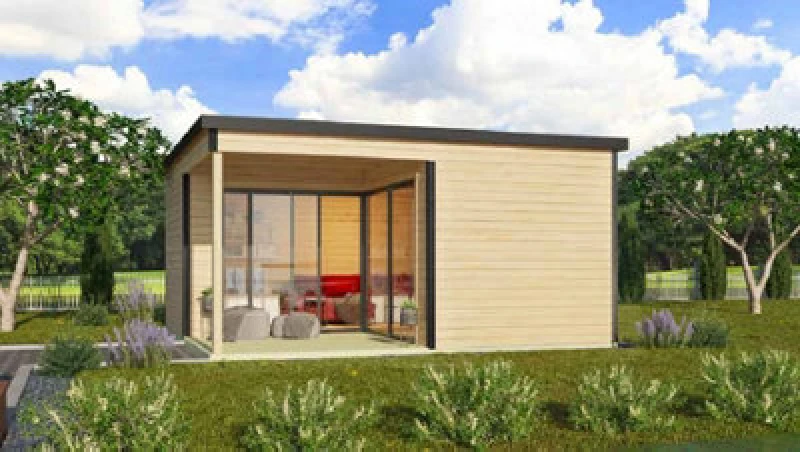 Image of Lasita Maja Domeo 6 V2 + Domeo 6 V2 Al. Pakk-Log Cabin, Wooden Garden Room, Timber Summerhouse, Home Office - L519.6 X W519.6 X H250.8 Cm