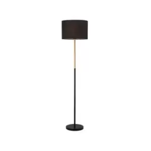 Image of Larissa Vretsia Floor Lamp E27 Max 40W Iron, Wood, Fabric Matterial Black