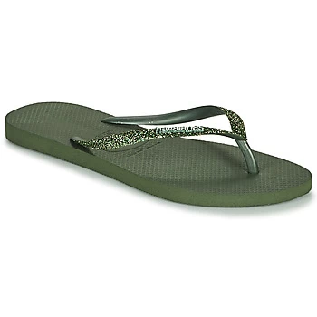 Image of Havaianas SLIM GLITTER II womens Flip flops / Sandals (Shoes) in Green / 3,4 / 5,39 / 40,1 / 2 kid
