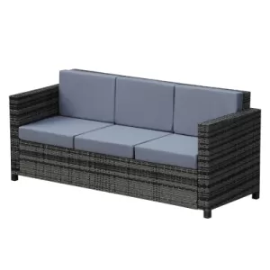 Image of Outsunny 3-Seater Weather Resistant Outdoor Garden Rattan Sofa Grey