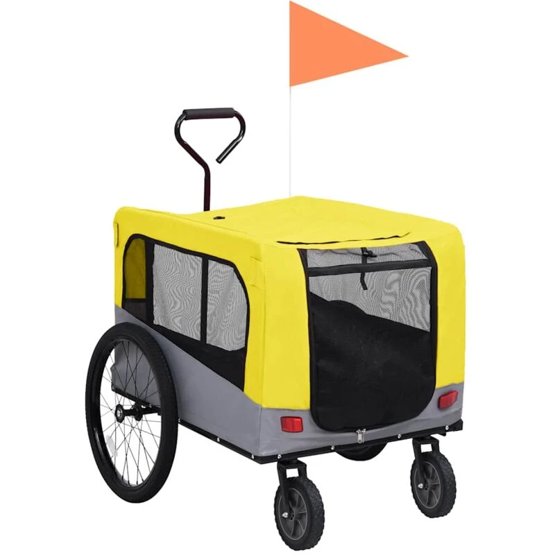 Image of VIDAXL Vidaxl - 2-in-1 Pet Bike Trailer & Jogging Stroller Yellow and Grey 8719883868868