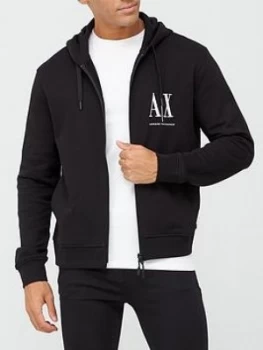Image of Armani Exchange AX Icon Logo Zip Through Hoodie Black Size XS Men
