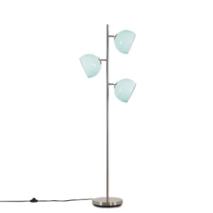 Image of Elliot Satin Nickel 3 Way Floor Lamp with Powder Blue Shades