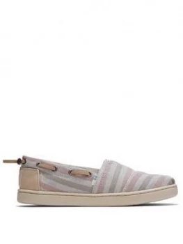 Image of Toms Girls Alpargata Striped Canvas Shoe - Multi, Size 2 Older
