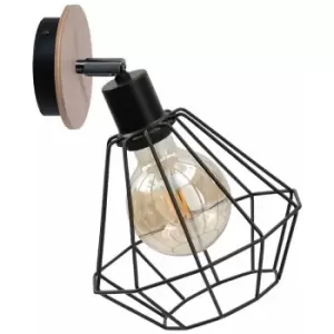 Image of Netlighting Atwood Wall Lamp Black, Wood, 20cm, 1x E27