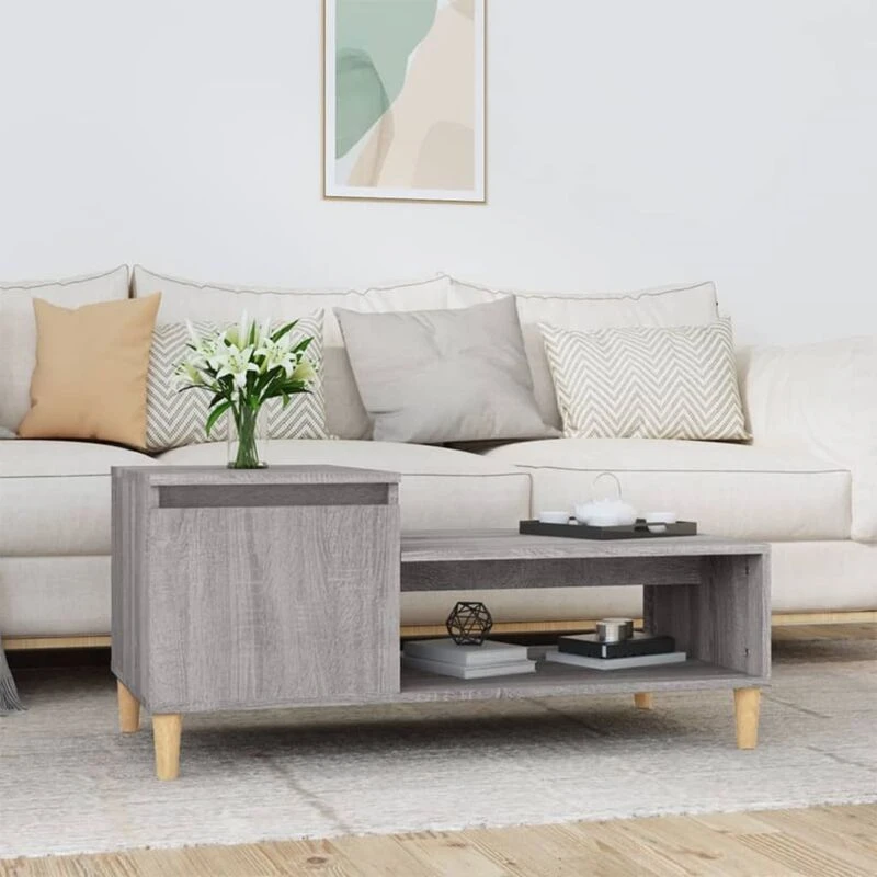 Image of Vidaxl Coffee Table Grey Sonoma 100X50X45cm Engineered Wood, Grey 821130