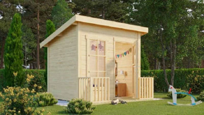 Image of Lasita Maja Flipp-Log Cabin, Wooden Garden Room, Timber Summerhouse, Home Office - L230 X W190.6 X H188.1 Cm