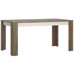 Image of Toledo extending dining table in White and Oak - Alpine White with high gloss fronts and Stirling Oak