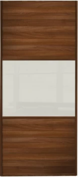 Image of Wickes Sliding Wardrobe Wideline Door Walnut Panel and Soft White Glass - 2220 x 762mm