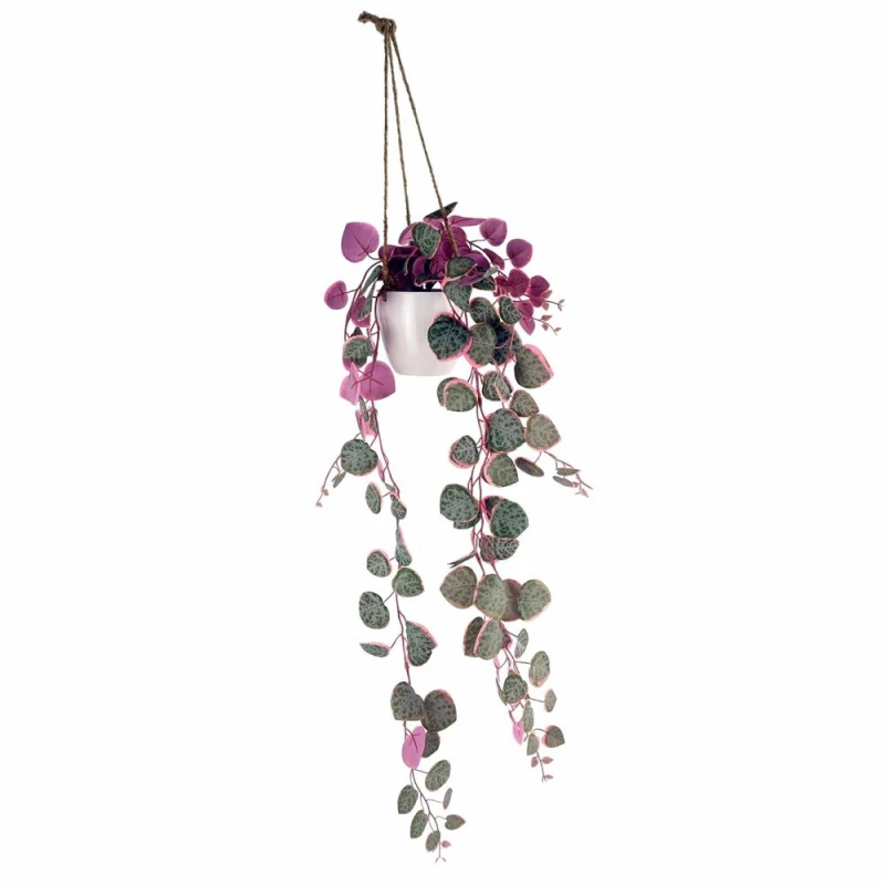 Image of Leaf 90cm Artificial Potted Trailing Hanging Pink Plant Realistic - String of Hearts Green unisex
