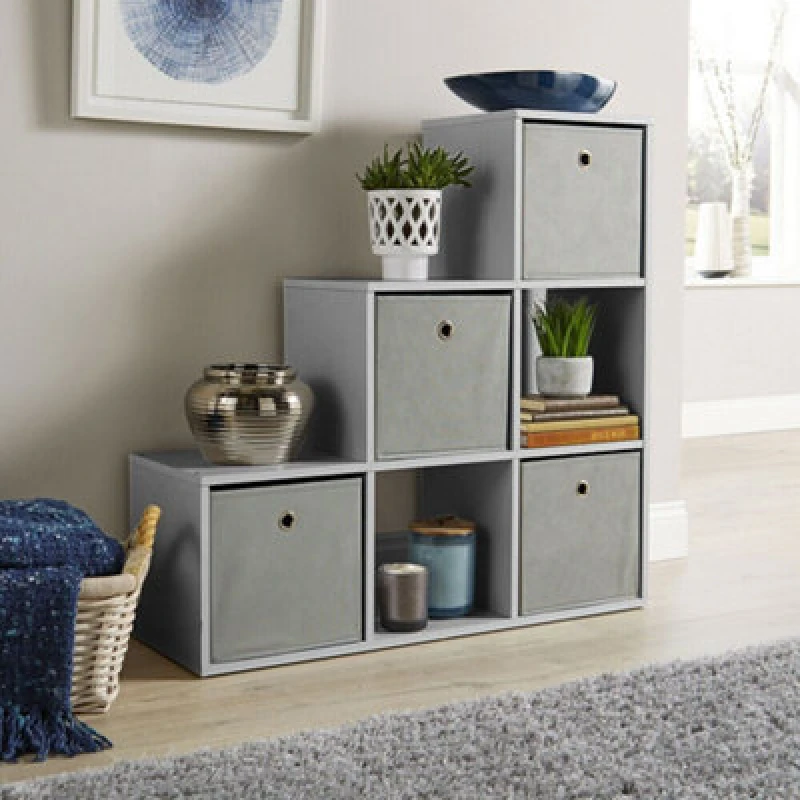 Image of Home Source Cube 321 Step Storage Shelf Unit Grey