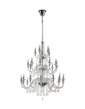 Image of Chandelier Pendant, 29 Light E14, Polished Chrome, Clear Glass, Crystal, Item Weight: 23.8kg