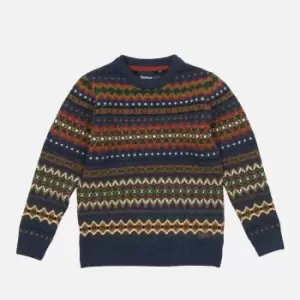Image of Barbour Boys Case Fair Isle Crew Necl Jumper - Navy Marl - XXL (14-15 Years)