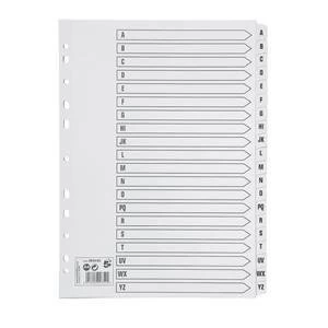 Image of 5 Star Index 230 micron Card with Clear Mylar Tabs A Z A4 White