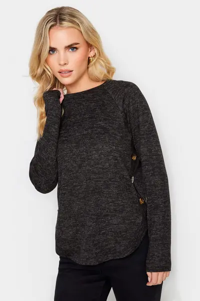 Image of PixieGirl Petite Button Detail Jumper Black