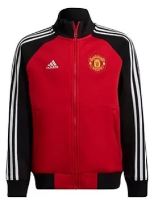 Image of Boys, Adidas Youth 21/22 Manchester United Anthem Jacket, Red, Size 11-12 Years