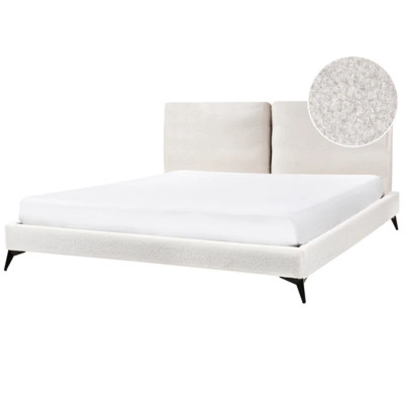Image of Beliani Bed Boucle Melle 180 X 200 Cm (Eu Super King) Off-White