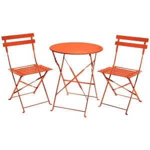 Image of Charles Bentley Folding Metal Bistro Set - Orange