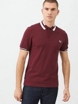 Image of Fred Perry Block Tipped Polo Shirt - Port, Size S, Men