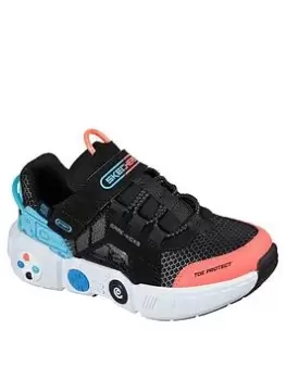 Image of Skechers Boys Gametronix Gore & Strap Trainer, Black, Size 3 Older