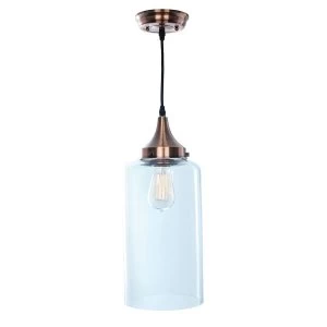 Image of The Lighting and Interiors Group Goswell Glass Lantern Ceiling Light - Copper
