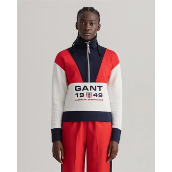 Image of Gant Retro Shoulder Quarter Zip Top - White