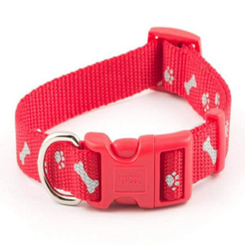 Image of Ancol Red Stars Print Reflective Adjustable 30-50cm Fashion Dog Collar Red