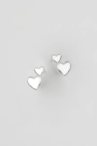 Image of Sterling Silver 925 Mini Double Heart Stud Earrings