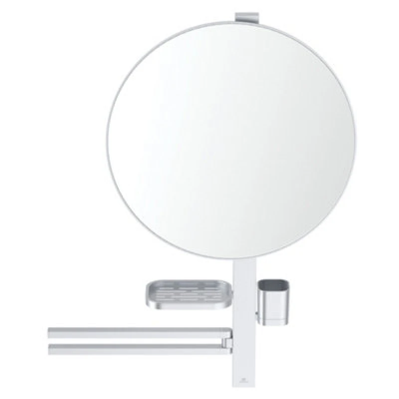 Image of Ideal Standard Alu+ Matt Silver Effect Round Wall-Mounted Bathroom Mirror (H)81.7Cm (W)64Cm