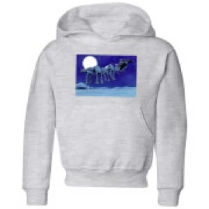 Image of Star Wars AT-AT Darth Vader Sleigh Kids Christmas Hoodie - Grey - 11-12 Years
