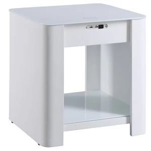 Image of Jual San Francisco White Smart Bedside/Lamp Table Wireless Charger, Speakers & Light